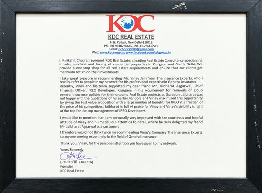 Letter of recommendation from KDC Real Estate